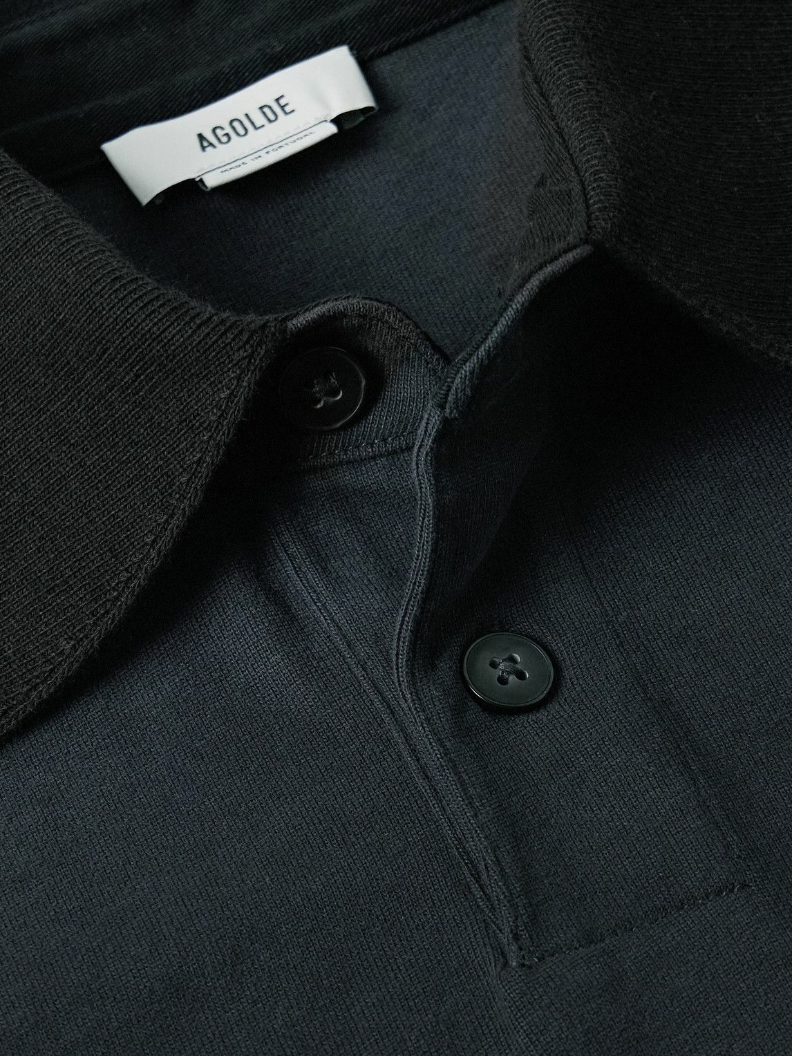AGOLDE - Marius Cotton-Jersey Polo Shirt - Gray