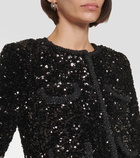 Self-Portrait Cropped sequined jacket