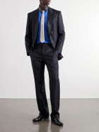 TOM FORD - Studded Leather-Trimmed Cotton-Poplin Shirt - Blue