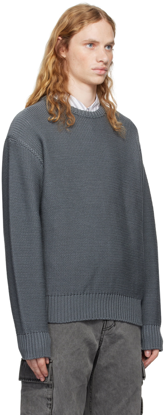 COOR Gray Crochet Crewneck Sweater