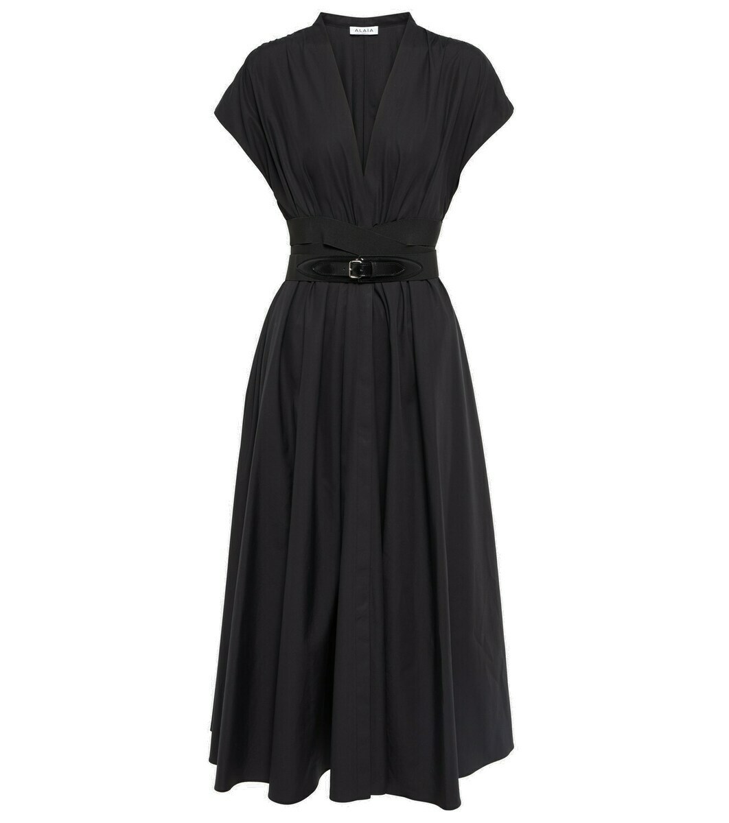 Alaïa Belted cotton poplin midi dress ALAÏA