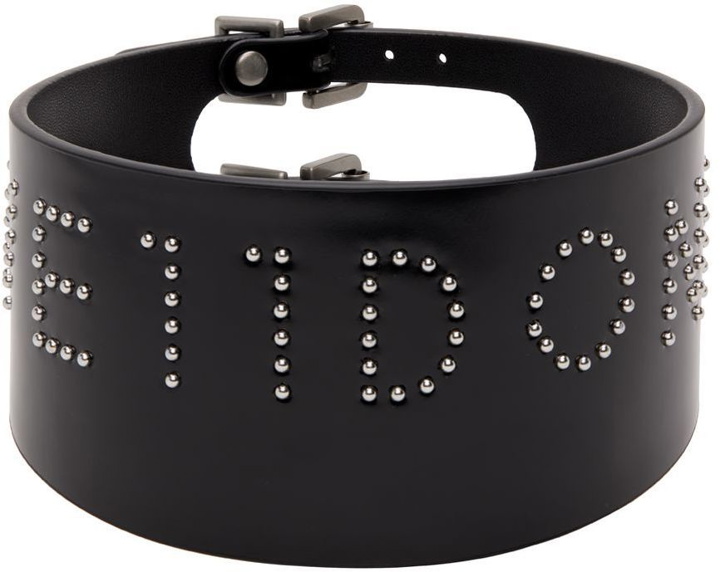 Photo: We11done Black Wide Leather Logo Stud Choker