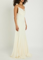 DE LA Vali Dia Embroidered Appliquéd Silk Maxi Dress Ivory