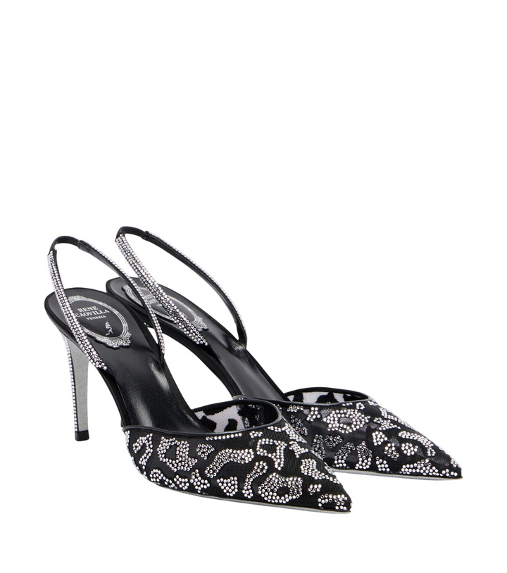 Photo: Rene Caovilla Embellished mesh slingback pumps