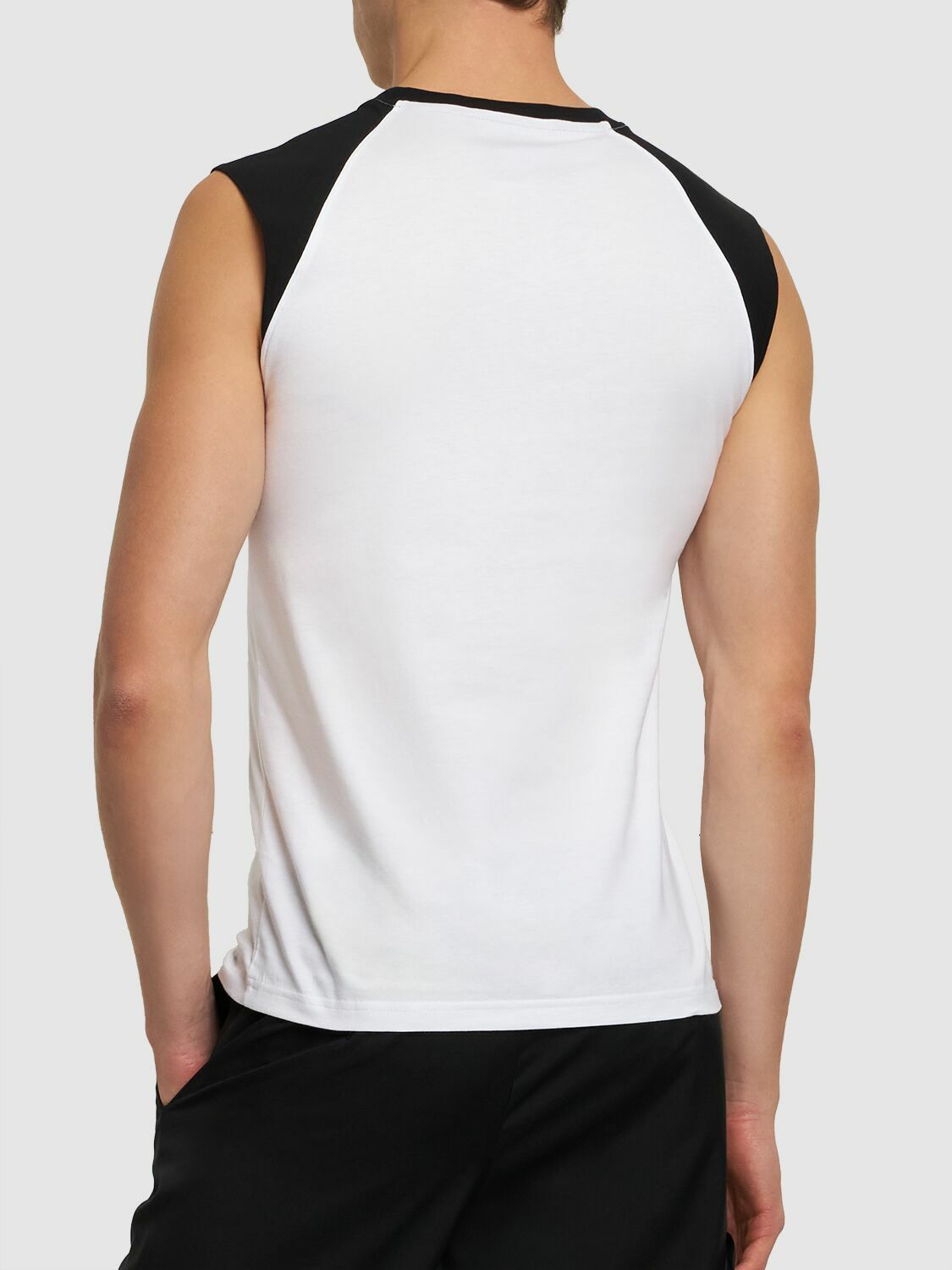 MOSCHINO - Logo Print Cotton Jersey Tank Top