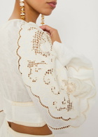 Zimmermann Daylight Guipure-lace Cropped Linen top Cream