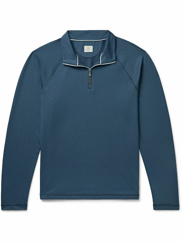 Photo: Faherty - Movement™ Stretch Recycled-Jersey Half-Zip Sweatshirt - Blue
