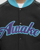 Awake Melton Wool Chenille Logo Varsity Jacket Black|Blue - Mens - College Jackets