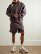 FEAR OF GOD ESSENTIALS - Logo-Appliquéd Wide-Leg Cotton-Blend Jersey Drawstring Shorts - Purple