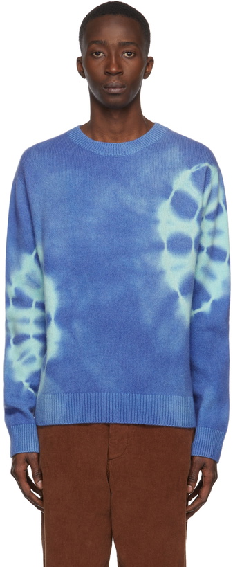 Photo: The Elder Statesman Blue Spiral City Simple Sweater