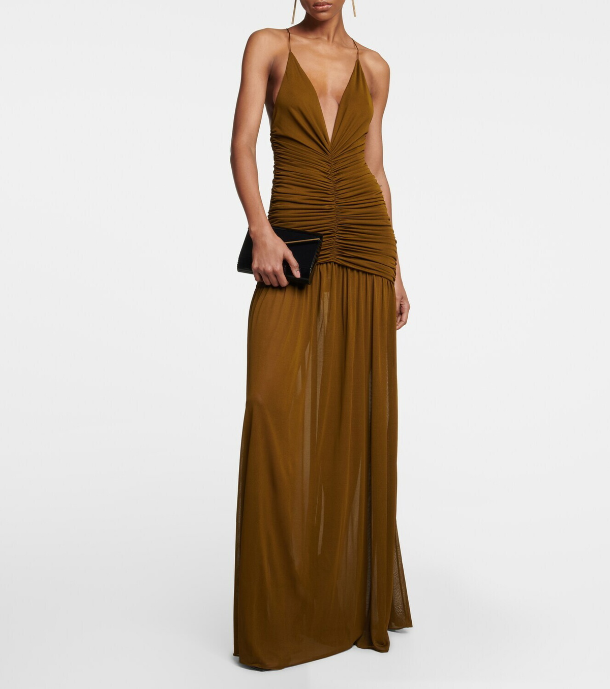 【関税込み】saint laurent CURLED DRESS Saint Laurent Dress Gold Womens Saint Laurent