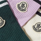 Moncler Men's Genius x Fragment 3 Pack Sock in Green/Pink/White