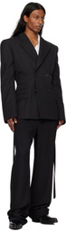 LGN Louis Gabriel Nouchi Black 4-Button Double-Breasted Blazer