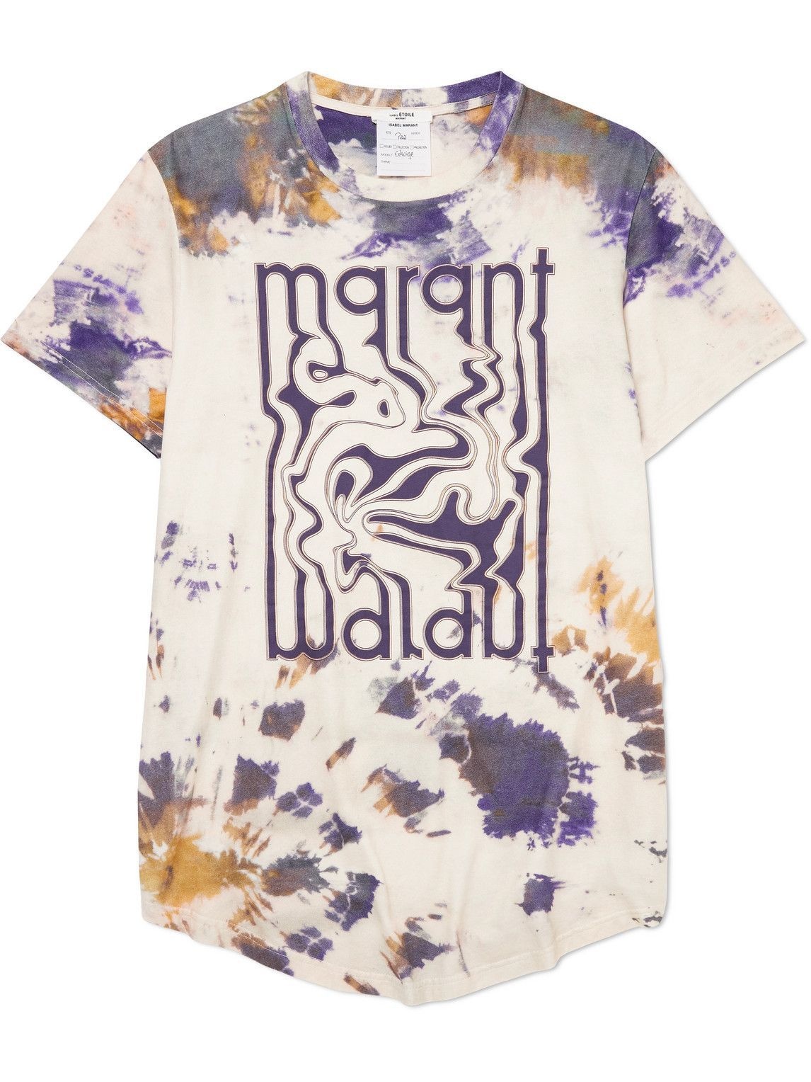 Photo: Isabel Marant - Logo-Print Tie-Dyed Cotton-Jersey T-Shirt - Neutrals
