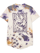 Isabel Marant - Logo-Print Tie-Dyed Cotton-Jersey T-Shirt - Neutrals