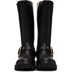 Versace Jeans Couture Black Rodeo Buckle Tall Boots