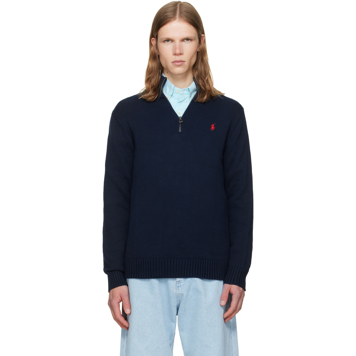 美品　POLO RALPH LAUREN Polo Ralph Lauren Cotton Pullover Half-Zip Camel Melange at