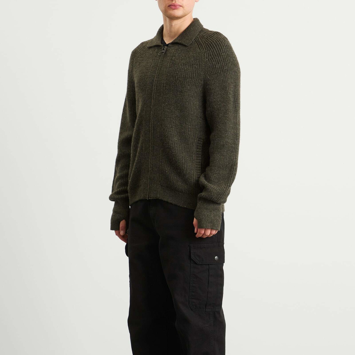 Barbour Men's Heritage + Garthman Zip Cardigan in Olive Ink