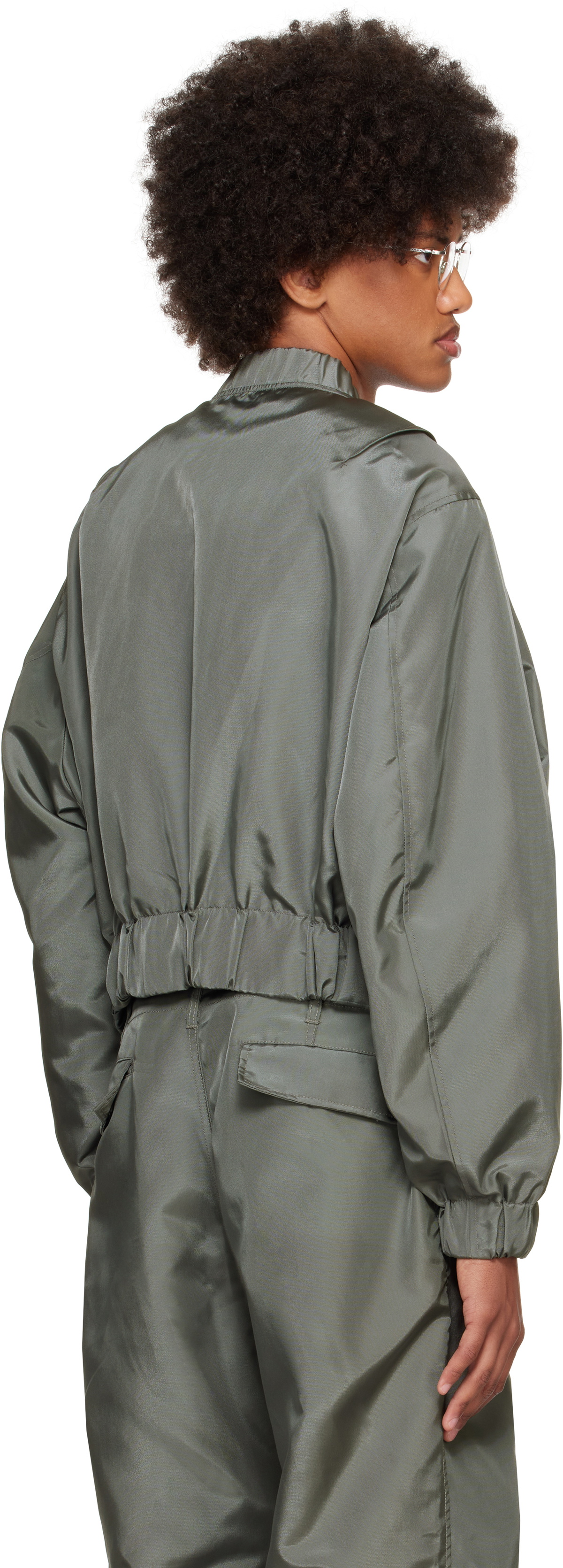 Karmuel Young Gray Molded Bulk Bomber Jacket