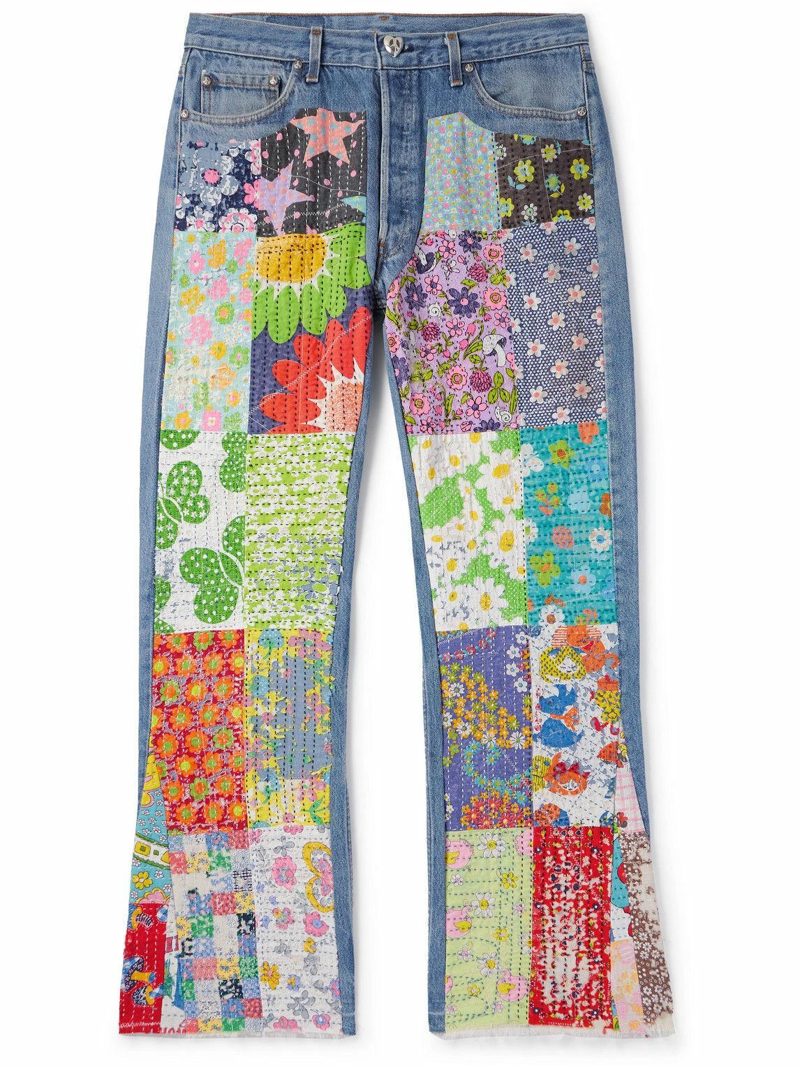 READYMADE - Flared Appliquéd Patchwork Jeans