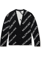 Balenciaga - Logo-Intarsia Wool-Blend Cardigan - Black