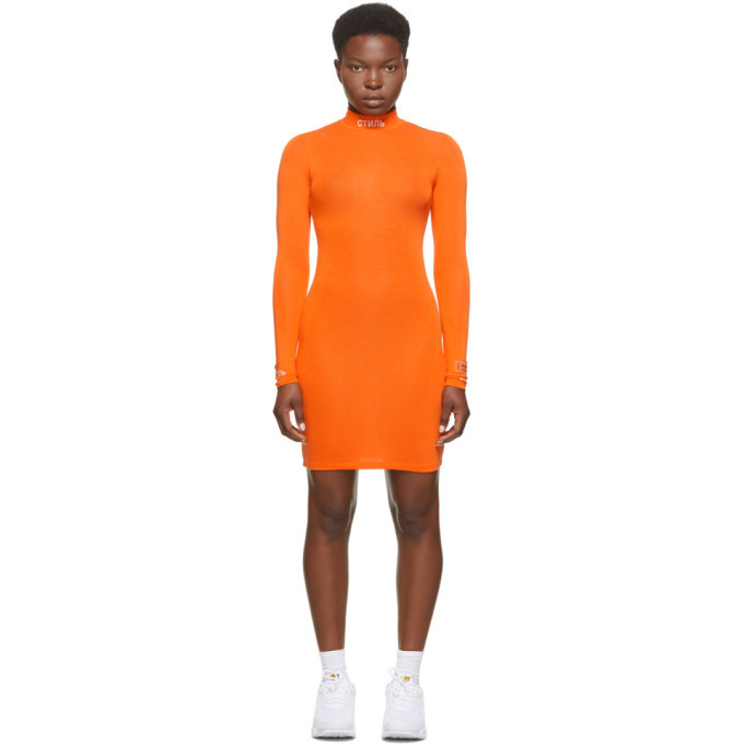 Orange 2024 turtleneck dress