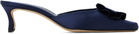 Manolo Blahnik Navy Caulon Heels