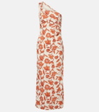 SIR Chloe one-shoulder floral linen-blend midi dress