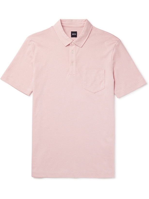 Photo: HUGO BOSS - Cotton-Mesh Polo Shirt - Pink