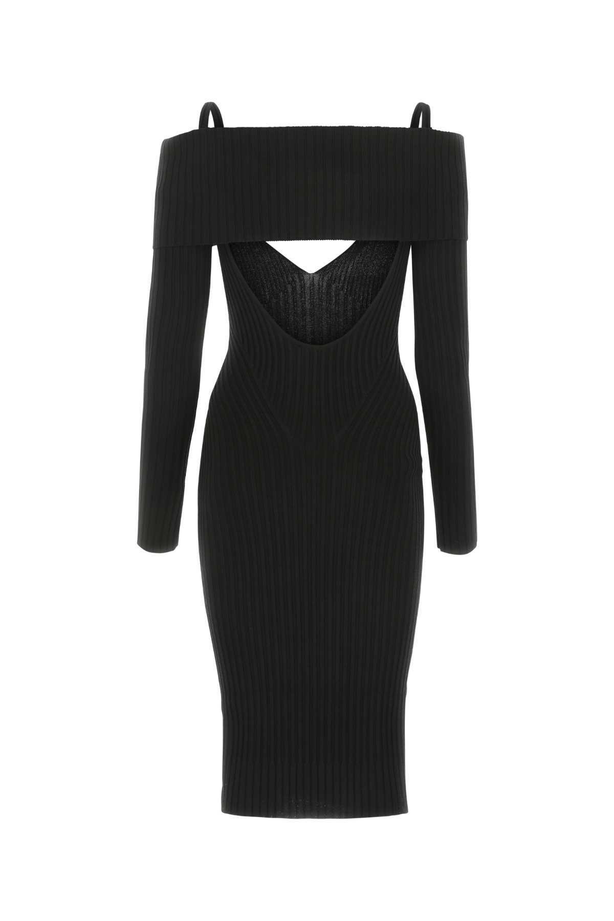 ANDREĀDAMO Black Stretch Viscose Blend Dress