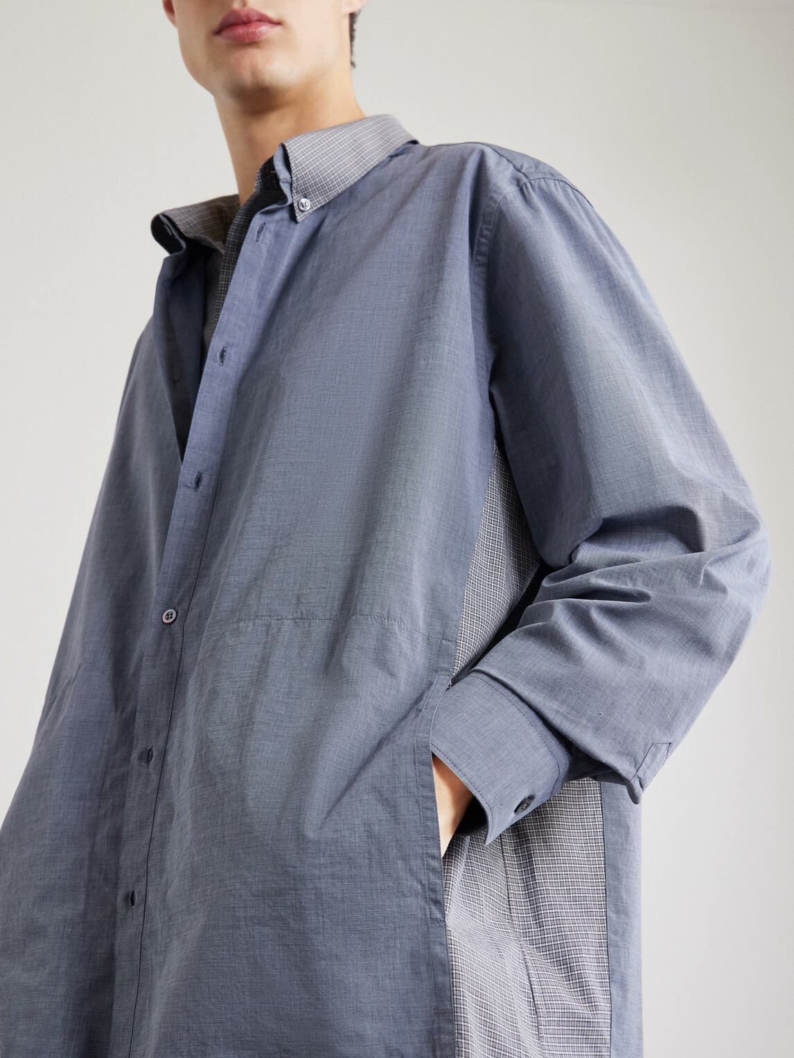 Maison Margiela - Double Checked Cotton-Poplin Shirt - Blue
