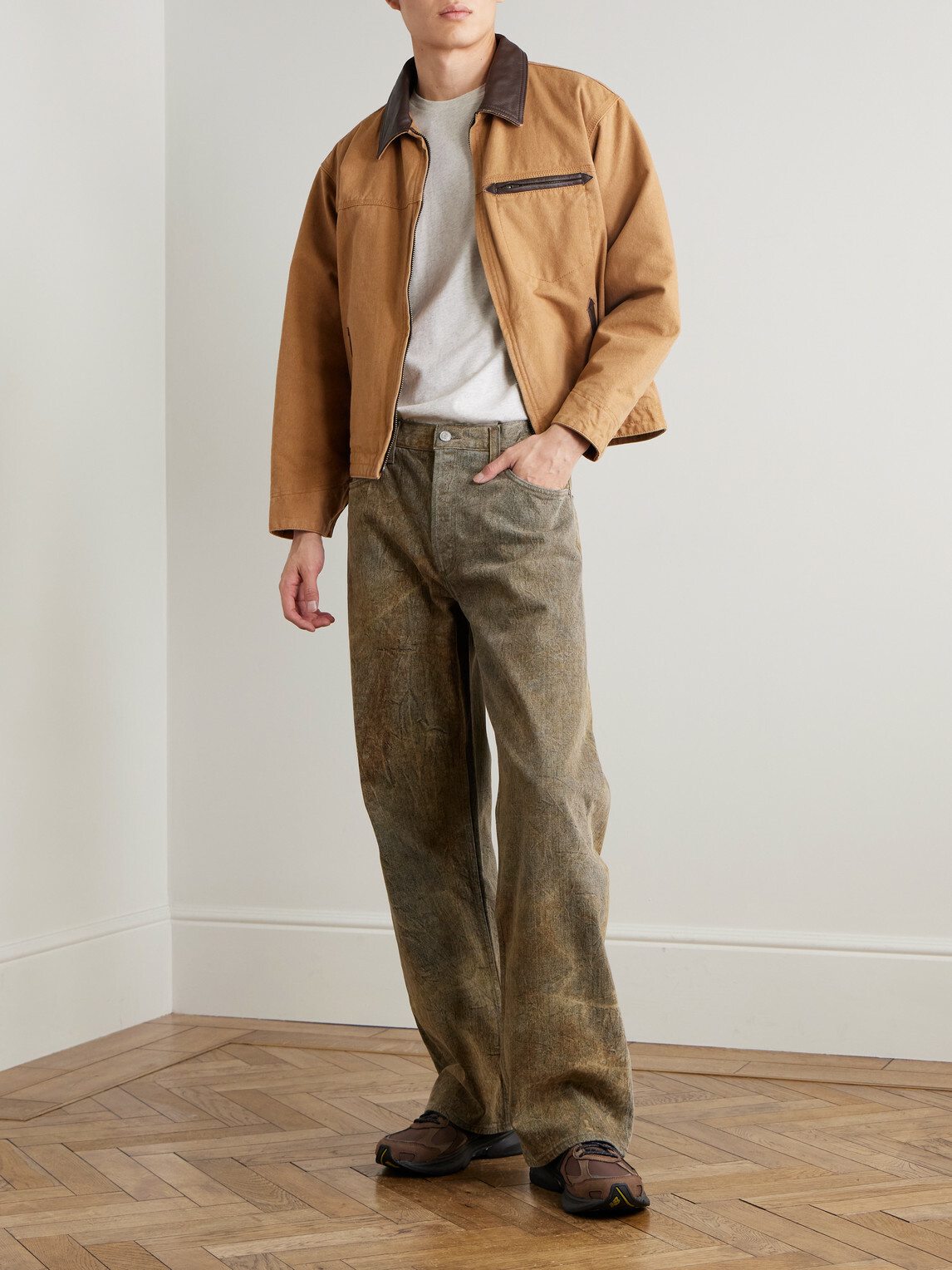AGOLDE - Afton Stone-Washed Straight-Leg Jeans - Brown
