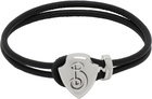 Burberry Black Leather B Shield Bracelet