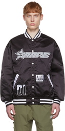 AAPE by A Bathing Ape Black Nylon Reversible Bomber Jacket