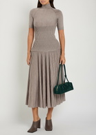 Alaïa Crinoline Ribbed Structured Wool-blend Midi Skirt Grey