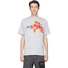 Palm Angels Grey Hibiscus T-Shirt