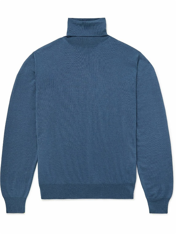 Photo: Canali - Cashmere, Wool and Silk-Blend Rollneck Sweater - Blue