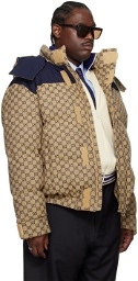 Gucci Beige & Navy GG Down Jacket
