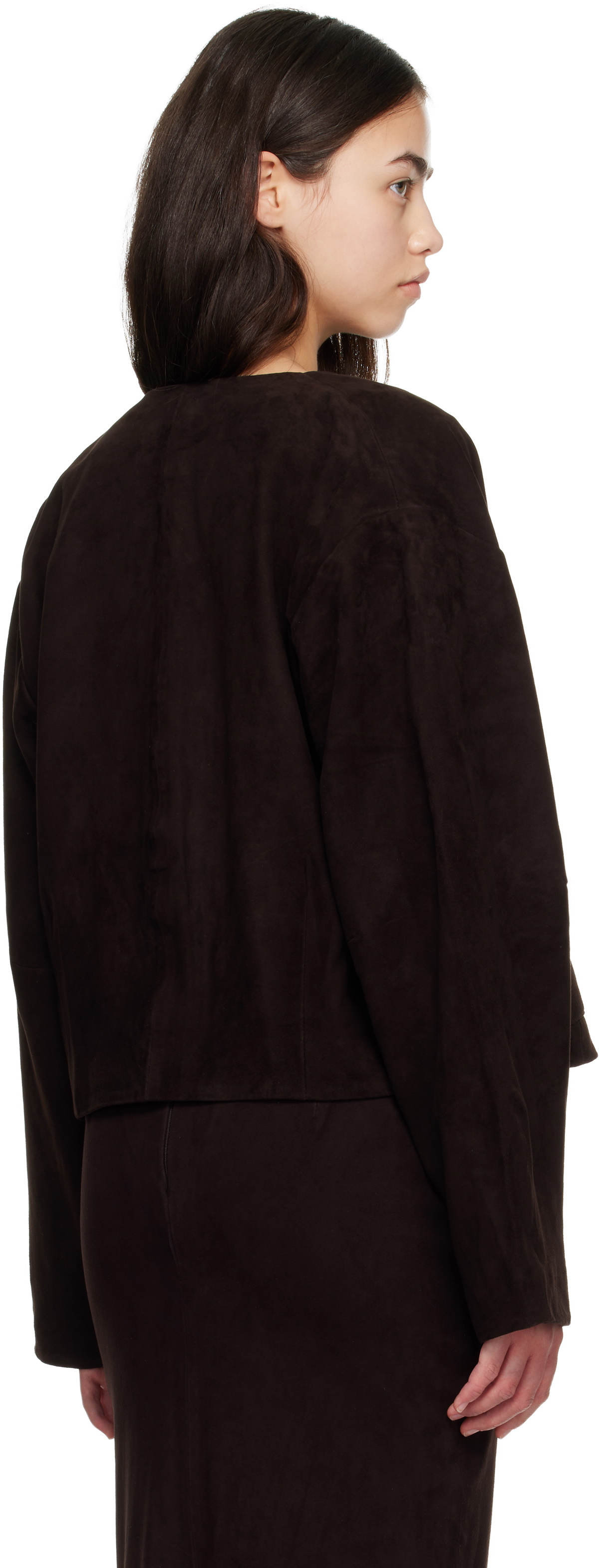 St. Agni Brown Suede Utility Cocoon Bomber Jacket