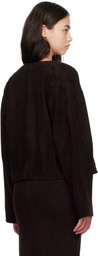 St. Agni Brown Suede Utility Cocoon Bomber Jacket