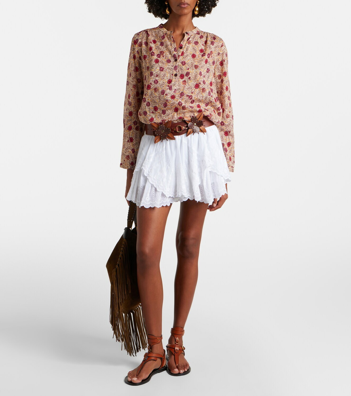 Marant Etoile Layale ruffled cotton shorts