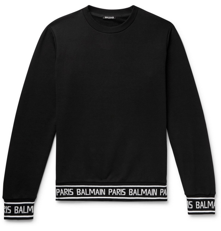 Photo: Balmain - Logo-Trimmed Loopback Cotton-Jersey Sweatshirt - Black