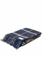 Johnstons Of Elgin Blue Checked Wool Throw