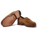 Grenson - Peter Brushed-Suede Penny Loafers - Brown