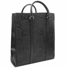 Gucci Men's Jumbo GG Leather Tote Bag in Black