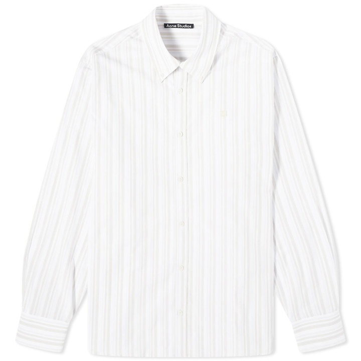 Photo: Acne Studios Men's Sarnno Stripe Shirt in White/Brown