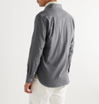 DE BONNE FACTURE - Button-Down Collar Cotton-Flannel Shirt - Gray