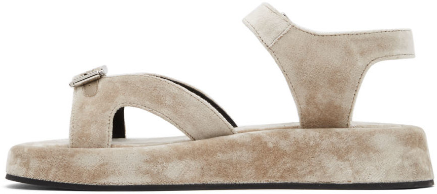 The Row Beige Velvet Geri Flat Sandals The Row