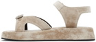 The Row Beige Velvet Geri Flat Sandals