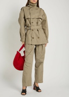 Isabel Marant étoile Claya Striped Belted Cotton Jacket Beige